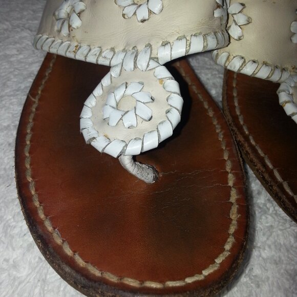 Size 8 Jack Rogers Leather Sandals Worn White - Picture 4 of 11